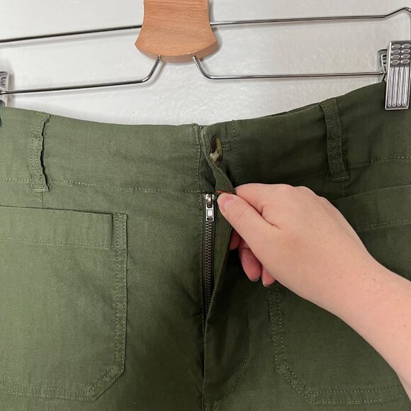 Maeve Anthropologie The Colette Wide Leg Crop Linen Blend Pants Size 29 green - Picture 6 of 10